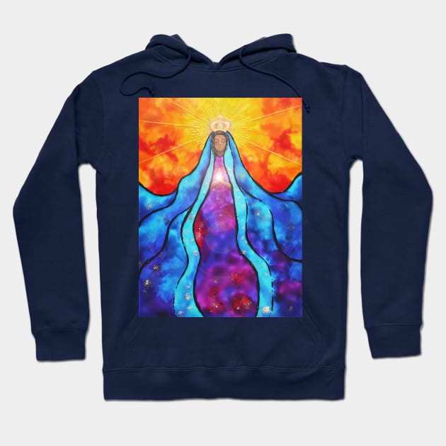 Appearred Virgin Mary Stained glass Hoodie by MandalaSoul